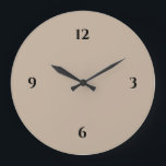 Beige & Black Minimalist Large Clock<br><div class="desc">Modern clock features a minimalist design in a beige and black color palette. A simple plain design with black numbers on a beige background. A modern, neutral addition to your kitchen, living room or office wall, a thoughtful modern office gift or modern home gift for any occasion. You can customize...</div>