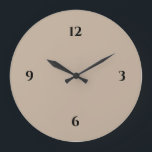 Beige & Black Minimalist Large Clock<br><div class="desc">Modern clock features a minimalist design in a beige and black color palette. A simple plain design with black numbers on a beige background. A modern, neutral addition to your kitchen, living room or office wall, a thoughtful modern office gift or modern home gift for any occasion. You can customize...</div>