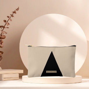 Beige Black Modern Minimal  Accessory Pouch