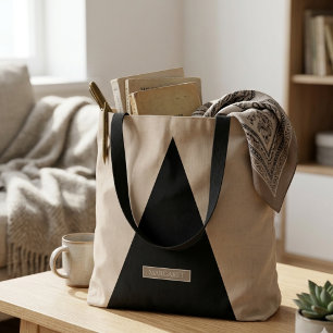 Beige Black Modern Minimal tote bag