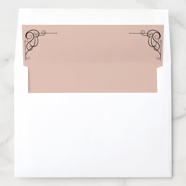Beige & Black Ornate Accent Wedding Envelope Liner (In Envelope)
