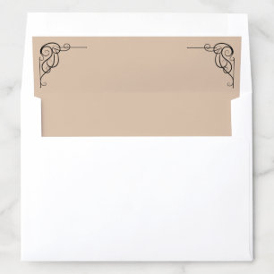 Beige & Black Ornate Accent Wedding Envelope Liner