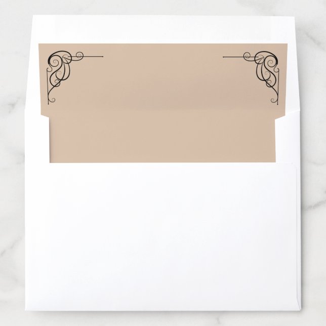 Beige & Black Ornate Accent Wedding Envelope Liner (In Envelope)