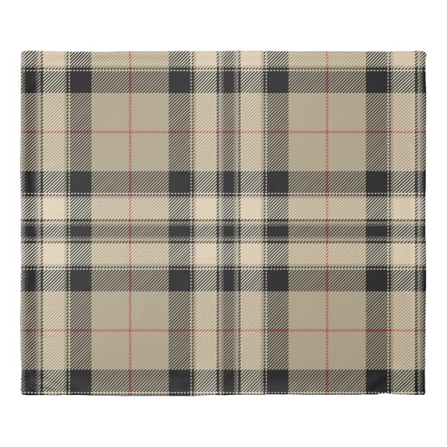 Beige Black Plaid King  Duvet Cover (Front)