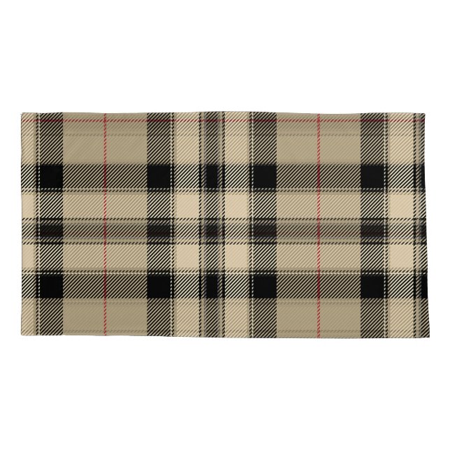 Beige Black Plaid Pair King  Pillow Case (Back-Left)