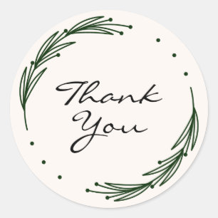 Beige Black Simple Thank You Custom Branded  Classic Round Sticker