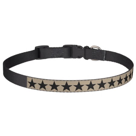 Beige Black Stars Pattern Dog Collar