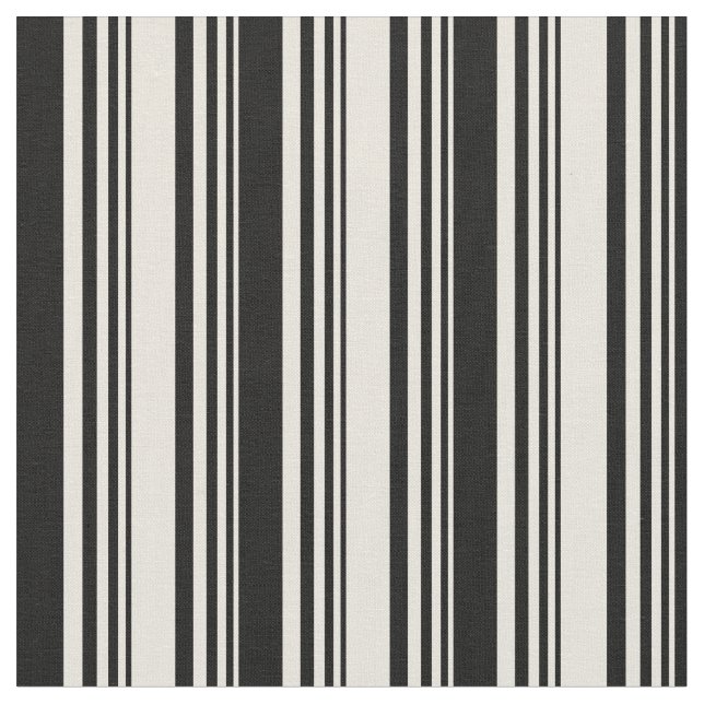 Beige & Black Striped Pattern Fabric (Close Up)
