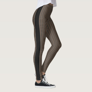Beige & Black Stripes Leggings
