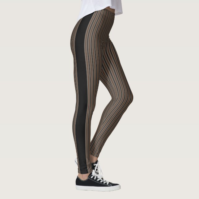 Beige & Black Stripes Leggings (Right)