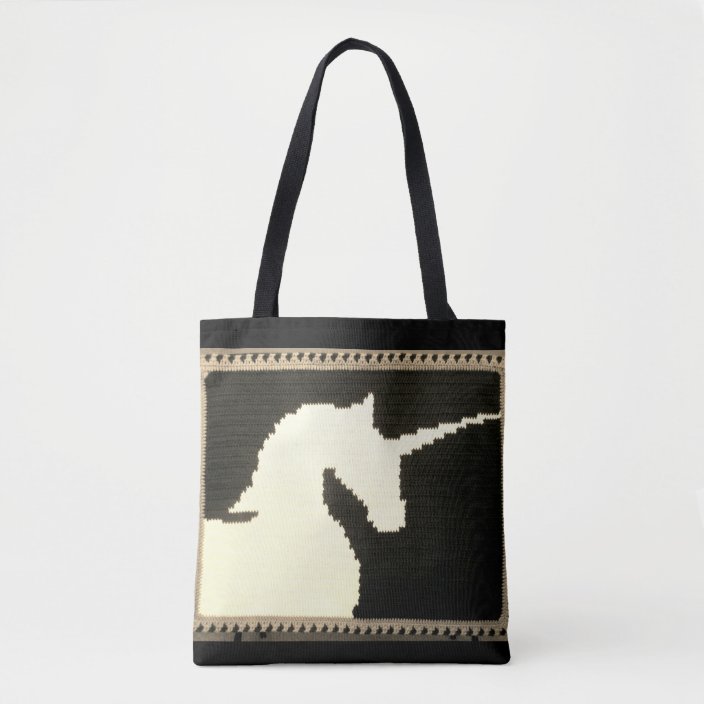 Beige Black Unicorn Profile Unique Crochet Print Tote Bag Zazzle