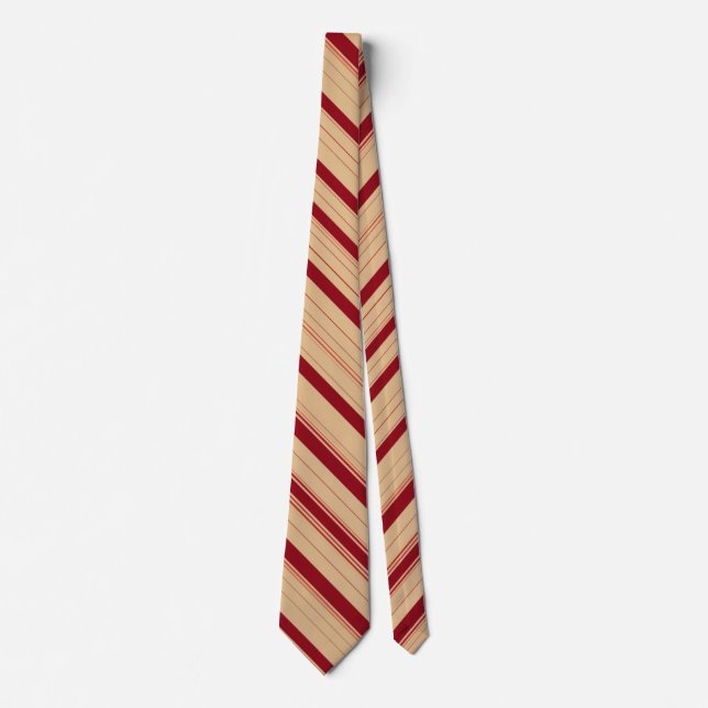 Beige Bliss with Crimson Accents Neck Tie (Front)