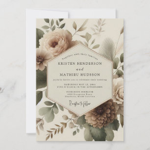 Beige Bloom Romance Wedding Invitation