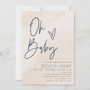 Beige & Blue Aesthetic Modern Baby Shower Invitation