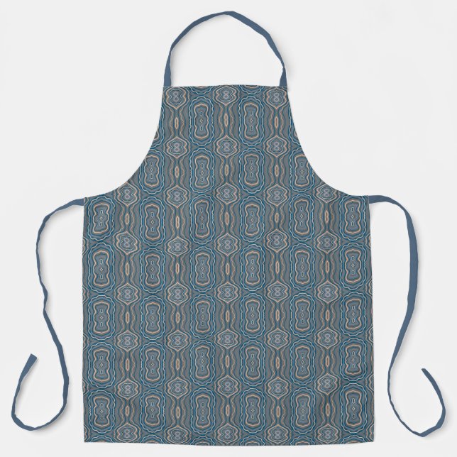 Beige Blue And Gray Alternating Pattern Design  Apron (Front)