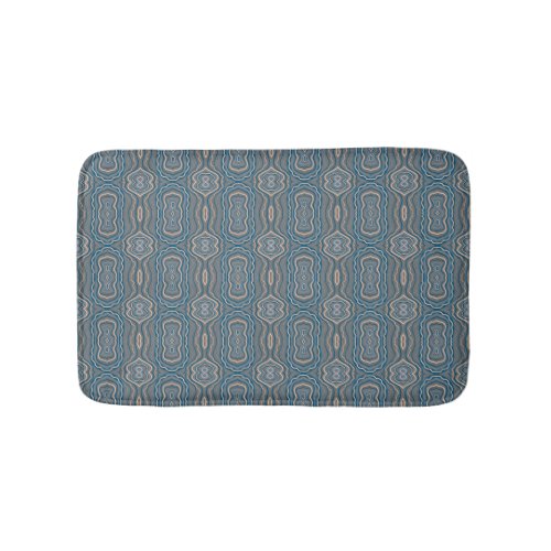 Beige Blue And Gray Alternating Pattern Design  Bath Mat