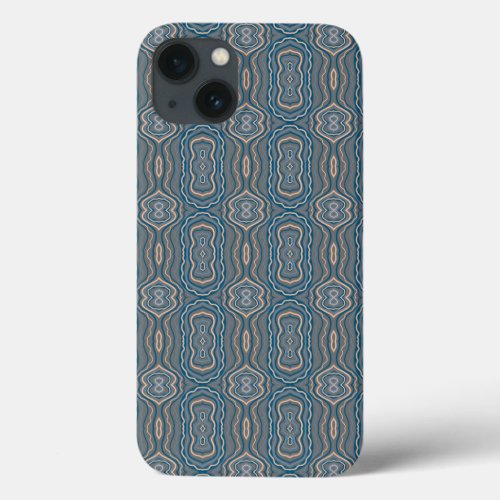 Beige Blue And Gray Alternating Pattern Design  iPhone 13 Case