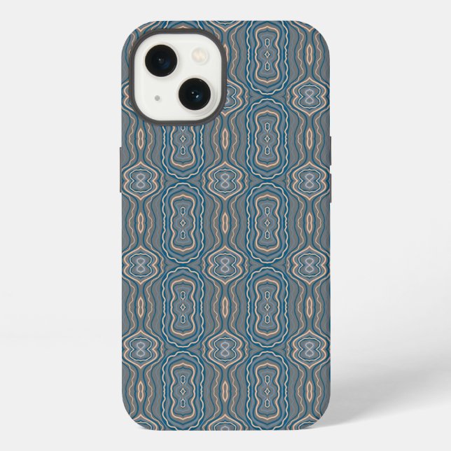 Beige Blue And Gray Alternating Pattern Design  Iphone Case (Back)