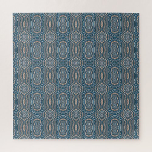 Beige Blue And Gray Alternating Pattern Design  Jigsaw Puzzle