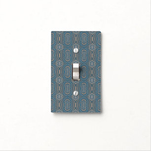 Beige Blue And Gray Alternating Pattern Design  Light Switch Cover