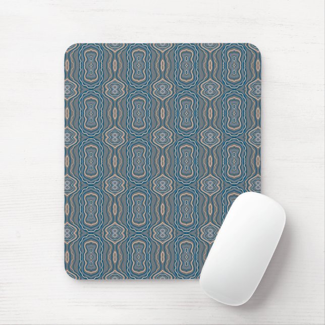 Beige Blue And Gray Alternating Pattern Design  Mouse Pad (With Mouse)