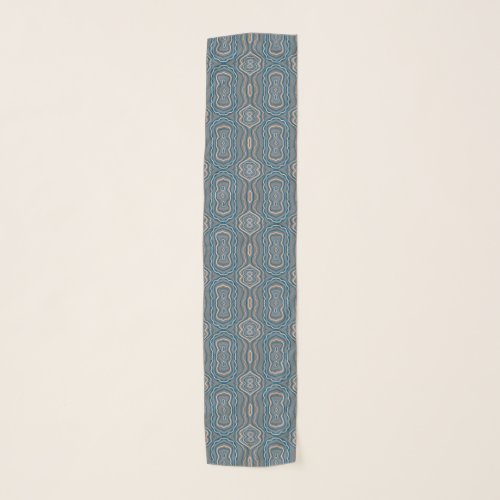 Beige Blue And Gray Alternating Pattern Design  Scarf