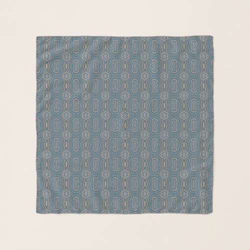 Beige Blue And Gray Alternating Pattern Design  Scarf