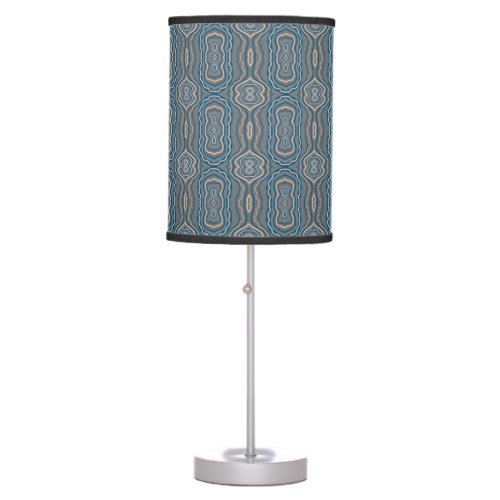 Beige Blue And Gray Alternating Pattern Design  Table Lamp