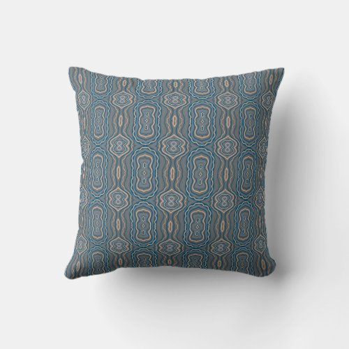 Beige Blue And Gray Alternating Pattern Design  Throw Pillow
