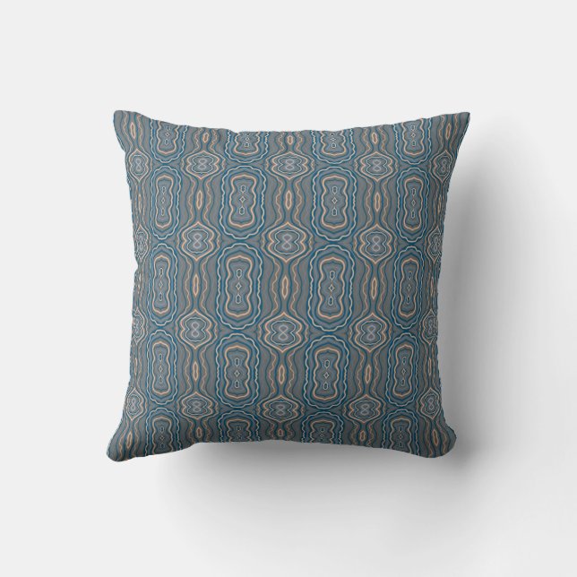 Beige Blue And Gray Alternating Pattern Design  Throw Pillow (Back)
