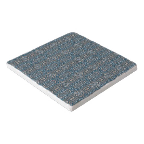 Beige Blue And Gray Alternating Pattern Design  Trivet