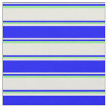 [ Thumbnail: Beige, Blue, and Light Green Colored Stripes Fabric ]
