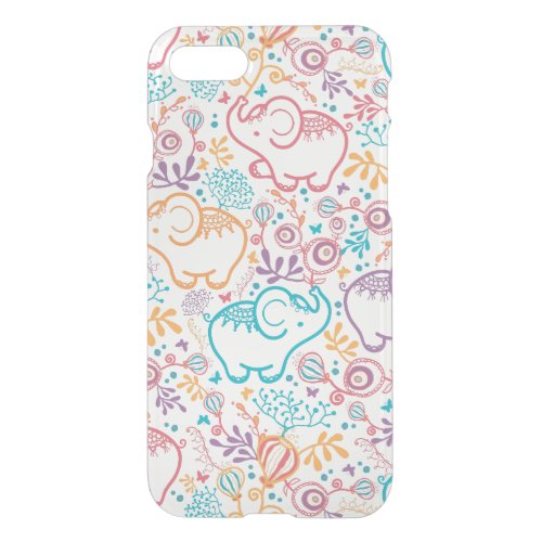 Beige Blue And Red Elephants And Flowers iPhone SE87 Case