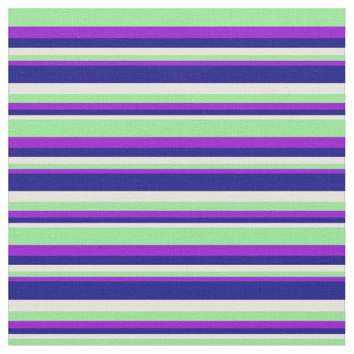 Beige, Blue, Dark Violet, and Light Green Stripes Fabric