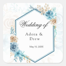 Beige blue Elegant Floral Wedding