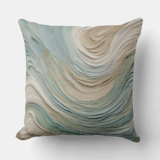 Beige Blue Green Abstract Swirl Throw Pillow