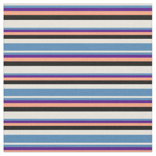 Beige, Blue, Indigo, Light Salmon & Black Colored Fabric