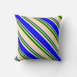 Beige, Blue, Light Green, and Green Lines Pillow