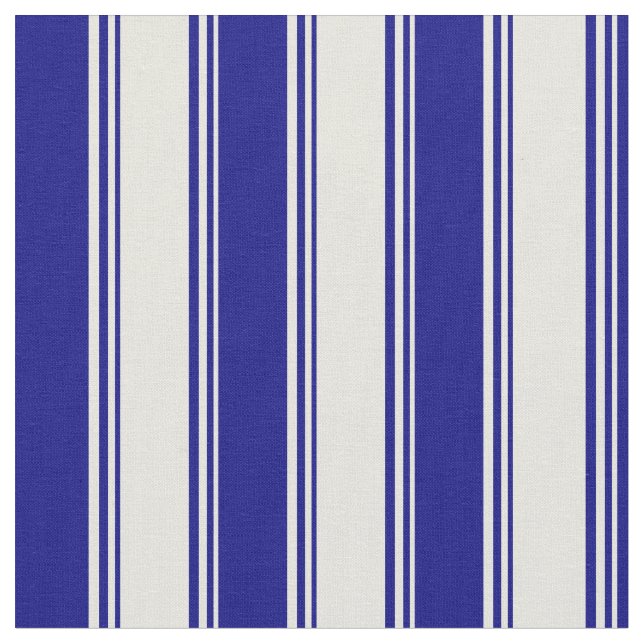 Beige & Blue Pattern of Stripes Fabric (Close Up)