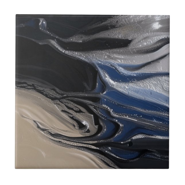 Beige Blue Relief Stones Ceramic Tile (Front)