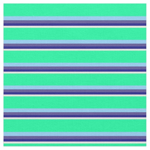 Beige, Blue, Slate Blue, Light Sky Blue & Green Fabric