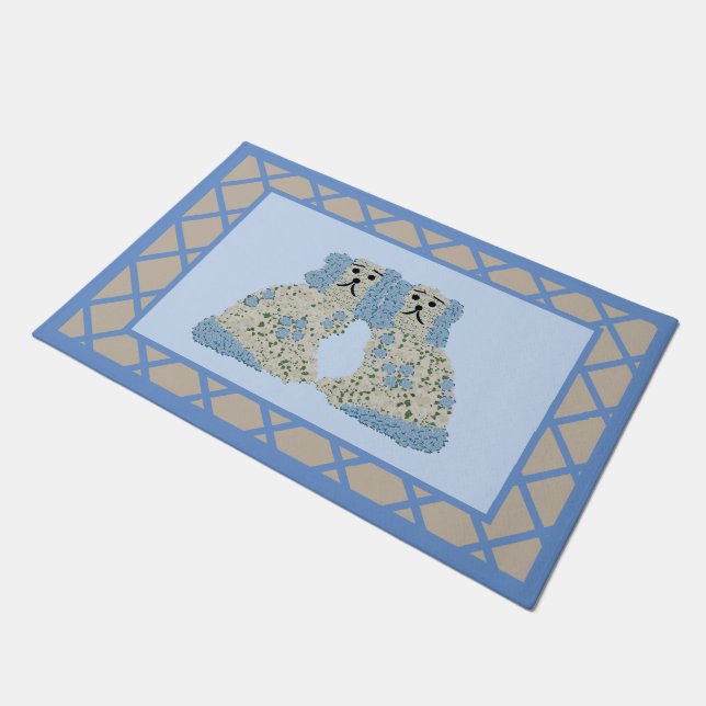  Beige Blue Staffordshire Dogs Ginger Jars Doormat (Angled)