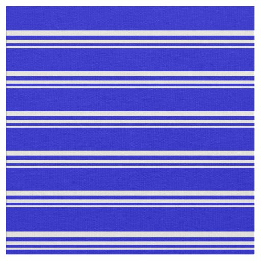 Beige & Blue Stripes/Lines Pattern Fabric