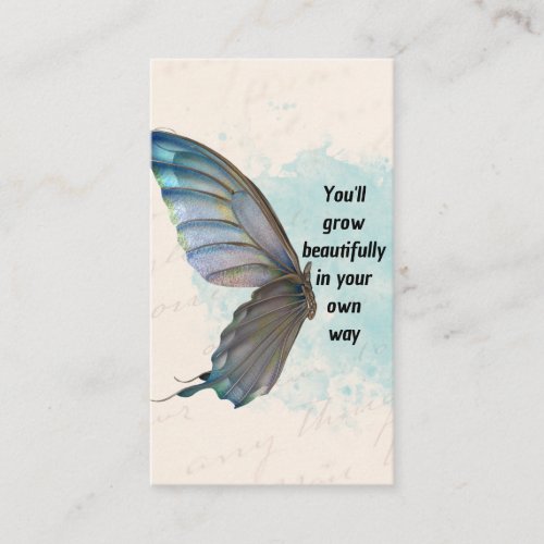 Beige Blue Vintage Butterfly Business Card