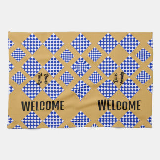 Beige Blue White Checkered  Kitchen Towel