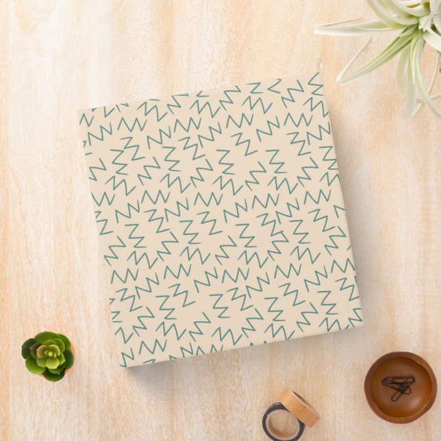 Beige Blue Zig Zag Pattern 3 Ring Binder (In Situ)