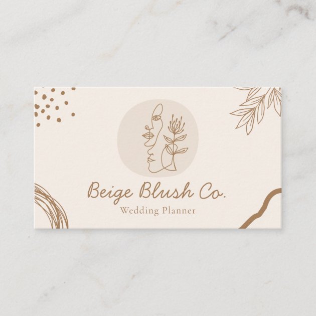 Beige Blush Beauty Couple Wedding Planner Business Card