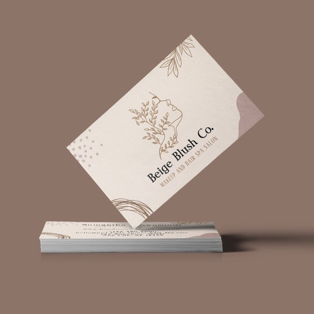Beige Blush Beauty Feminine Boutique Makeup Business Card