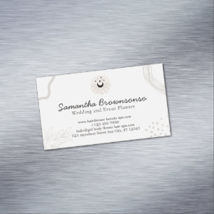 Beige Blush Black Moon Stars Reiki Master Business Card Magnet