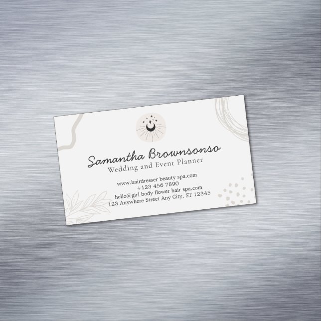 Beige Blush Black Moon Stars Reiki Master Business Card Magnet (In Situ)